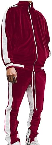 KKSLIRNHS muških tracksuits boja podudaranje dugih rukava s patentnim zatvaračem Sportske jakne hlače odijelo 2 komada Velvet