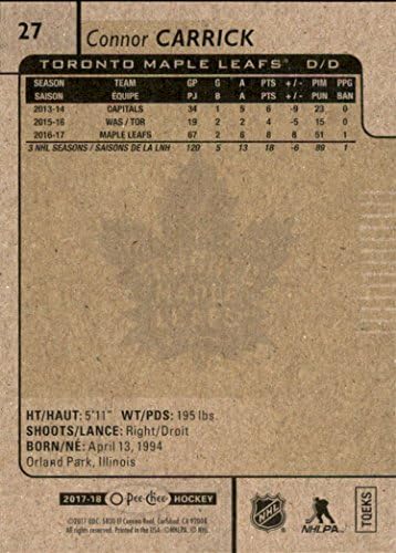 2017-18 o-pee-chee 27 Connor Carrick Toronto Maple Leafs