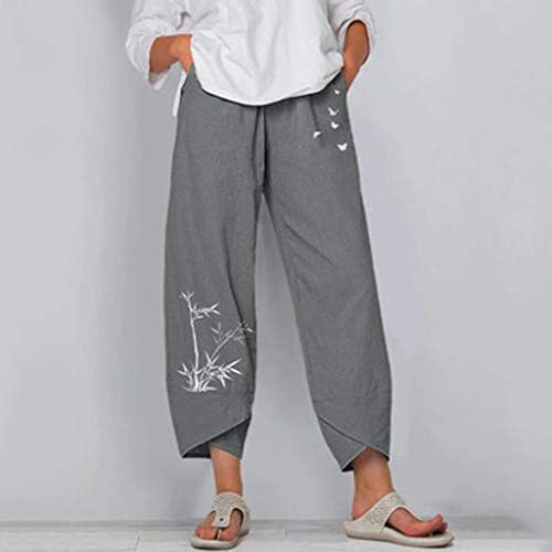 Ljetne lanene hlače za žene modno pamučno platna pidžama hlače Čvrsta boja široka noga Palazzo Lounge hlače s džepovima