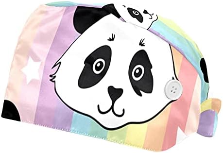 2 pakiranja Panda Rainbow Radna kapa s gumbima podesiva šešira za žene muškarce