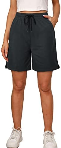 Sampeel žene 7 '' Pamučne bermudske kratke hlače s 3 džepa casual ljetne lagane treninge kratke hlače bočno podijeljeno labavo