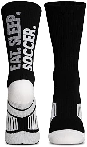 ChalkTalkSports Soccer Athletic tkani srednji čarape na pola teleta | Jedite nogomet za spavanje | Veličina mladež