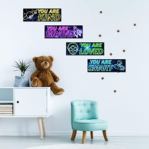 4pcs Neon light signage Aender svemirski dekor za dječju sobu vanjski prostor dekor spavaće sobe s temom prostora inspirativna