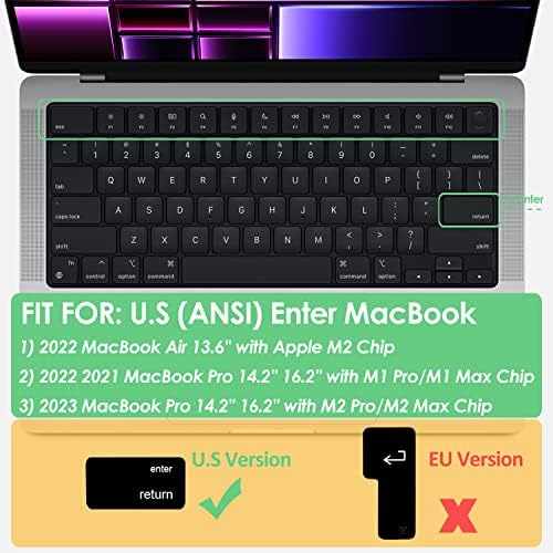 Torbica za tipkovnicu ProElife 2023 MacBook Pro 16,2 14,2 inča M2 Pro / Max & amp; US Enter Silikon zaštitnik tipkovnice