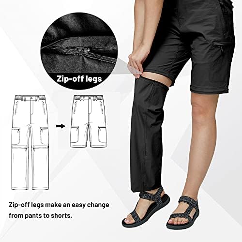 MIER Ženske planinarske kabrioletne hlače Lagana putovanja Vanjske hlače s 6 džepova, brzo suhe i vodene otporne na vodu