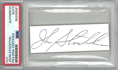 John Stockton potpisao Cut potpis PSA DNA 84259591 HOF Top 50 Jazz Legenda - Autografirane NBA fotografije