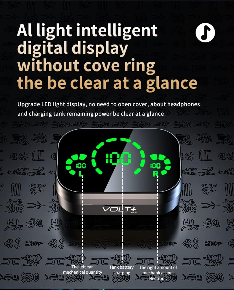 Volt Plus Tech Wireless v5.3 LED pro -uši s kompatibilnim s vašim Samsung Galaxy Core LTE IPX3 Bluetooth Water & Sweat Proof/Buim