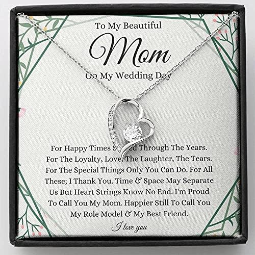 Kartica s porukama, ručno izrađena ogrlica- Personalizirano darovno srce, mami na mom danu vjenčanja Majka mladenke poklon