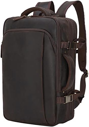 Kožni ruksak za prijenosno računalo od 15,6 inča za muškarce, Proširivi ruksak za poslovna putovanja od 36 L, vikend torba