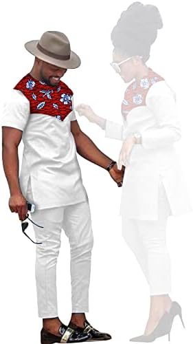 Odjeća afričkog bračnog para za žensku Ankara Print Top i hlače postavljaju muški vrh i hlače za parkiranje