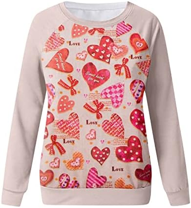 Jjhaevdy ženke slatka ljubavna tiskana srca vrhovi ljubavno srce slovo tweairt grafički pulover dugih rukava vrhovi bluza