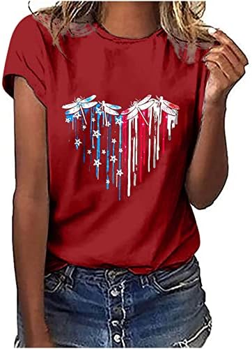 USA Majica zastave za žene casual kratki rukavi američki ponosni majica vrhova neovisnosti Dan 4. srpnja poklon tinejdžer