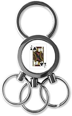 Klub j Kartice za igranje uzorka od nehrđajućeg čelika metalni lanac ključeva automobila s ključevima za ključeve za ključeve