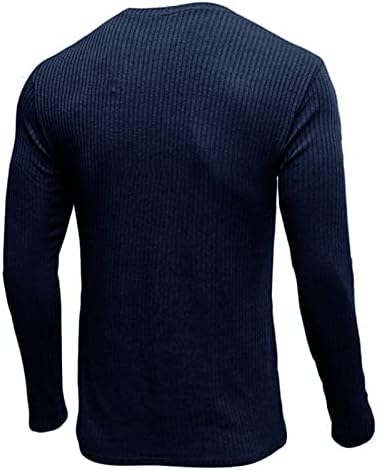 Muški casual tanki fit v-izrezni pulover džemperi Čvrsta boja dugih rukava pleteni košulja s rebrastim vrhovima