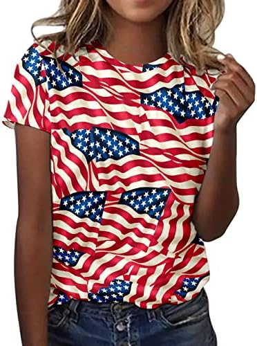 Slatki ljetni top ženska ležerna majica s printom Dana neovisnosti kratkih rukava s okruglim vratom Ženska majica dugih rukava