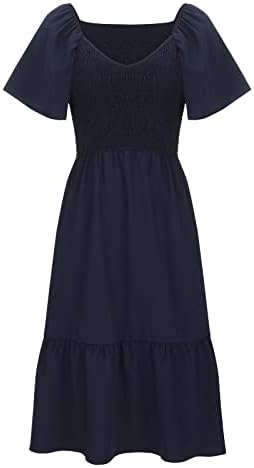Ženske ljetne Ležerne haljine s kratkim rukavima i izrezom u obliku slova A., visokog struka, slojevitih volana, boho lepršava