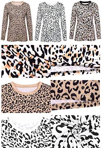 ANDONGNYWEL WOMANS -a leopard tiskani vrhovi majica s majicama dugih rukava Bluza vrat božićni tisak vrha