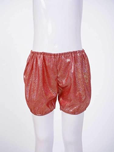 Hansber Kids Girls Boys Brashle Dance kratke hlače Sjajne metalne vruće hlače dno plesne performanse kostim crvena 3-4