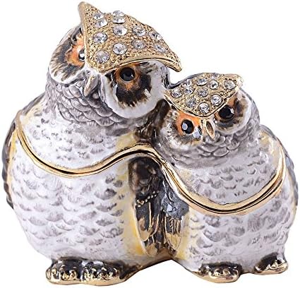 MIXDOM OWL TRINKET kutija za nakit ručno obojena ukrasna kutija s zglobnim poklopcem prstena držač naušnica.