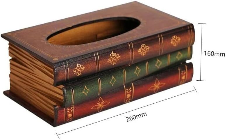 Lukeo retro drvena knjiga oblik kutije tkiva vintage drveni salveti papir držač za skladištenje kućišta tkiva spremnik kontejner