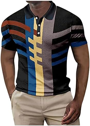 FSAHJKEE muški Polo Shirst kratki rukavi casual vitki modni modni ljetni košulja prugasta taktičke majice za golf majice