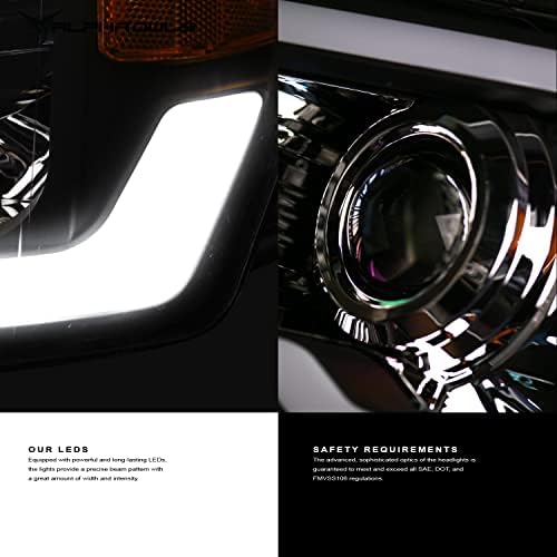 Kristalna prednja svjetla 9709535 sa serijskim LED pozadinskim osvjetljenjem i pozadinskim osvjetljenjem-crni jantar pogodan
