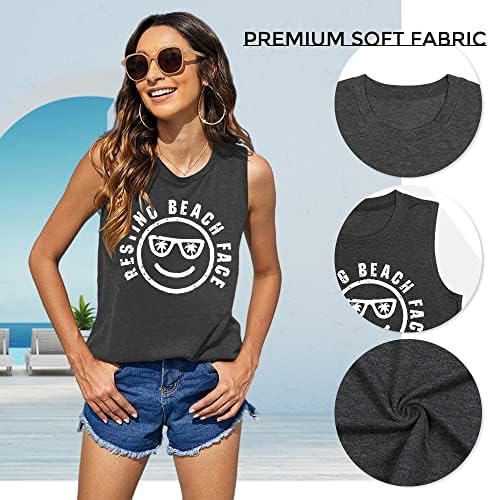 Tobovi za plažu za žene povremene ljetne grafičke majice bez rukava Smiješne majice za odmor na srcu za ispis