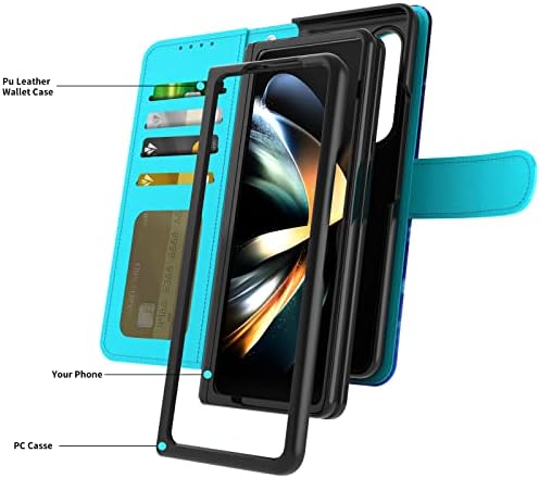 Синголы za Samsung Z Fold 4 Case 2022, torbica-novčanik Samsung Z Fold 4 s pretincima za kartice, kožna flip torbica za Samsung