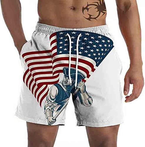 Muške ploče kratke hlače Summer Casual Loose Fit American Flag Printshorts Dan neovisnosti Smiješne gaćice za plivanje na