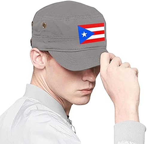 Kadet pamučni gornji kadetska vojska Portoriko kapica zastava, crni unisex podesivi kamiondžija vojnog stila Portoriko šešir