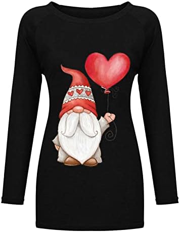 Joandmi duge dukserice za žene okrugli vrat pulover krute boje Valentinovo tiskana bluza casual vrhovi dugih rukava