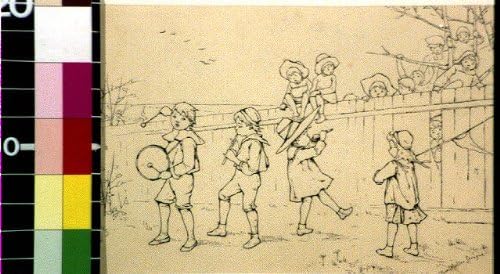 PovijesnaFindings Foto: Djeca koja sviraju glazbene instrumente na otvorenom, Rose Mueller Sprague, 1887?, Djeca