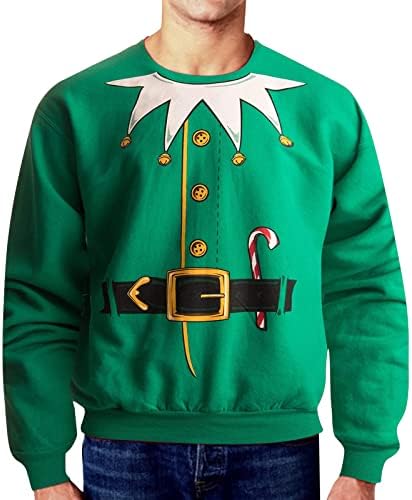 Xzhdd božićne majice za muške, 3d smiješne Xmas Djed Mraz print vojnik dugih rukava zabava casual creveck tinejdžera vrhovi