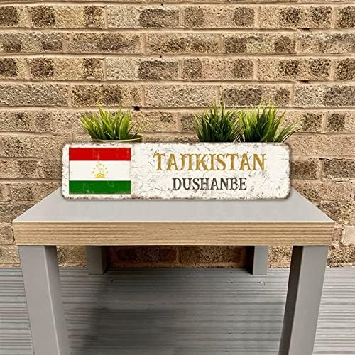 Tajikistan-Dushanbe zastave Ulični znak Personalizirani vaš grad kvalitetni metalni znak Tajikistan-Dushanbe rodni grad za