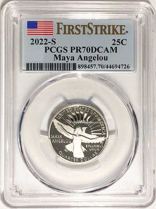 2022 s Clud Proof American Women Quarter Maya Angelou Quarter PR 70 DCAM First Strike Label PCGS