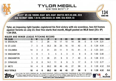 2022 Topps bejzbol 134 Tylor Megill Rookie Card