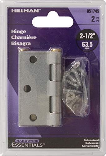 Hillman Hardware Essentials 851746 Opći namjenski kvadratni kutni šarke Fiksni pin pocinčani 3 - 2 paket