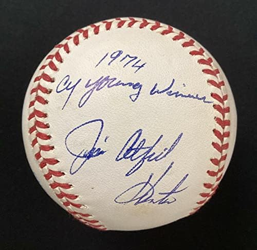 Jim Catfish Hunter potpisao bejzbol Bob Brown Hof Auto 1974 Cy Young Incript JSA - Autografirani bejzbol