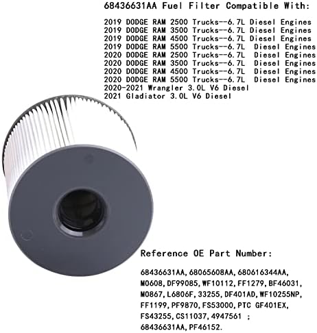 Filter za gorivo 68436631AA PF46152, 6.7L dizelski motor, za RAM 2019-2022 2500 3500 4500 5500 RAM 1500 3.0L V6 ECO dizelski