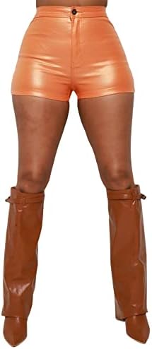 Dingang ženske metalne rave plijene plesne kratke kratke hlače Sjajne hlače s visokim strukom