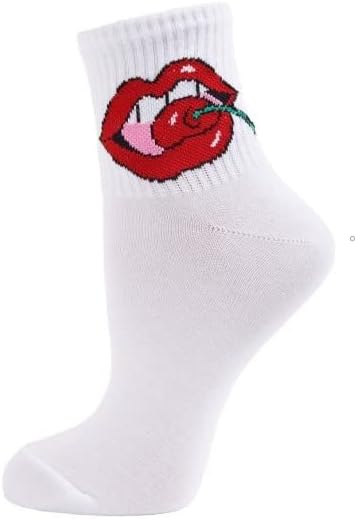 5 pari čarapa za usne bijele pamučne čarape do sredine teleta s visokim gležnjem lagane prozračne crvene čarape 5 Veličina