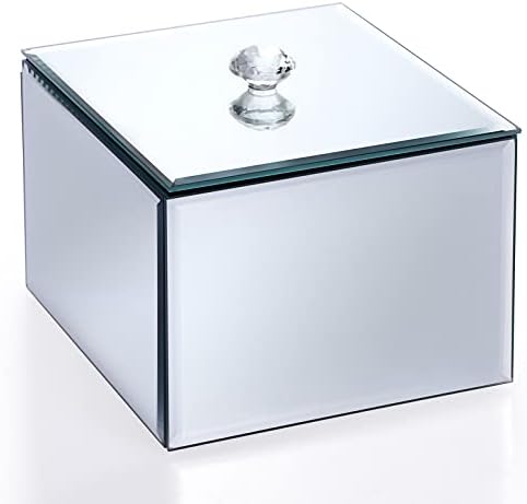 Hipiwe staklena kutija ogledala s kristalnom ručicom srebrna sitnica Organizator blaga staklo Čuvaj kutija za skladištenje