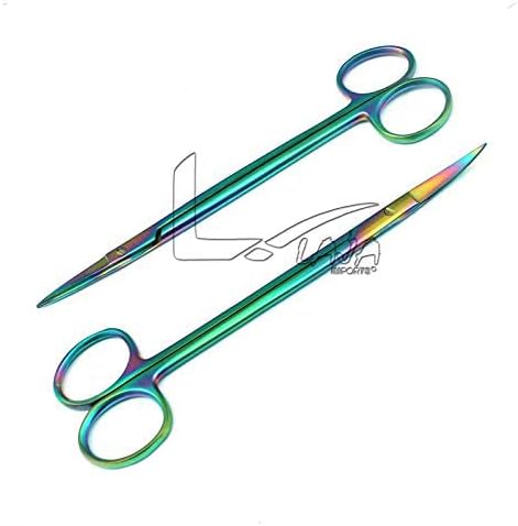 Laja Uvoz set od 2 multitanium boja Rainbow Kelly Scissors 6.25 Ravni i zakrivljeni nehrđajući čelik
