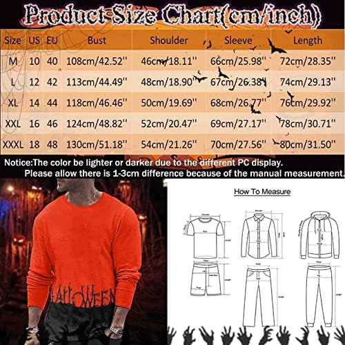 XXZY HALLOWEEN MENS 3D Digitalni vrhovi mužjaka Halloween Bluza za tisak bundeve dugi rukavi labavi fit majice