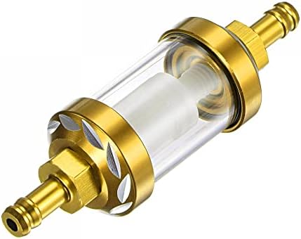UxCell Universal Inline Filter za benzin benzina goriva s elementom mesinganog filtra, zlatnim tonom