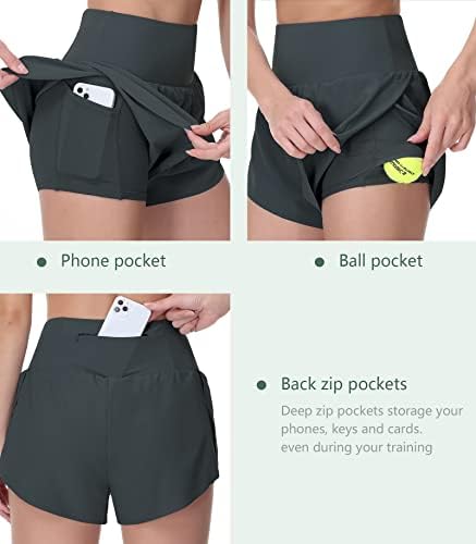 Ženske visoke struke trčale kratke hlače brze suhe treninge u teretani Slit Shots s mrežastim džepovima s patentnim zatvaračem