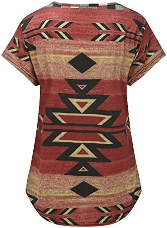 Ženski ležerni azbek print gornja košulja folk-custom kratki rukavi o vratu svijetle svilene košulje modni majica majice