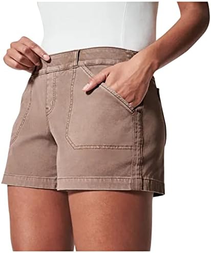 ZhenSanguo ženske rastezljive kratke kratke hlače crne kratke hlače bočni džepovi mekani ne osjećaju gumb, a ne zatvarača