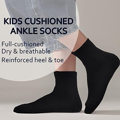 Mekane čarape za dječake / djevojčice, debele pamučne čarape za trčanje, sportske čarape do gležnja, 6 pakiranja kratkih
