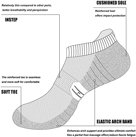 Muške čarape za gležnjeve bez pokazivanja, sportske čarape s niskim izrezom za trčanje, podstavljene 6 parova